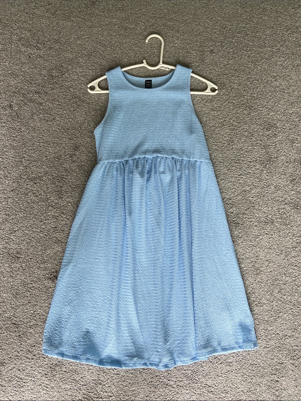 SHEIN Light Blue Textured Sleeveless Girls Dress
